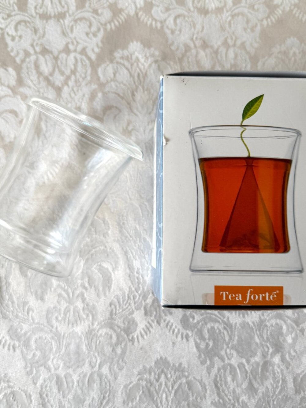 MOREHOUSE Glass Hand blown insulated artisan glass tea forte w/Box